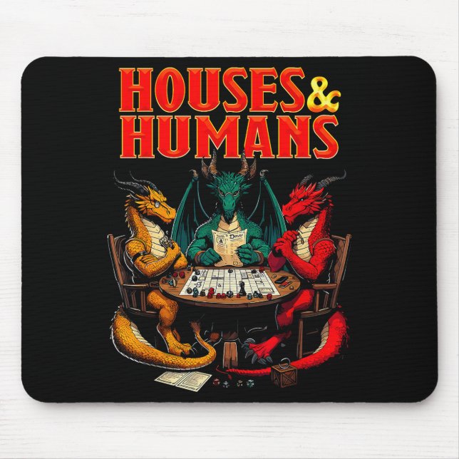 Houses And Humans Funny Tabletop Rpg Dice Game Par Mouse Pad (Front)