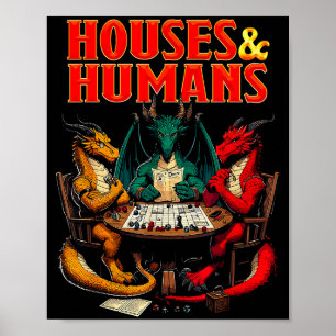 Houses And Humans Funny Tabletop Rpg Dice Game Par Poster