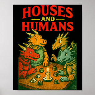 Houses And Humans Gaming Funny Rpg Gamer Men Boys  Poster