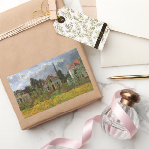 Houses at Argenteuil by Claude Monet, Vintage Art Rectangular Sticker