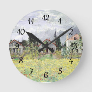 Houses at Argenteuil Claude Monet Round Clock