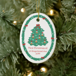 Houses & Bows Tree First Christmas New Home Ceramic Tree Decoration