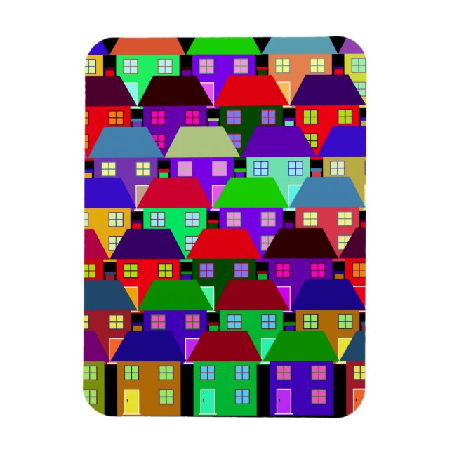 HOUSES COLORFUL HOME COMMUNITY MAGNET (Vertical)