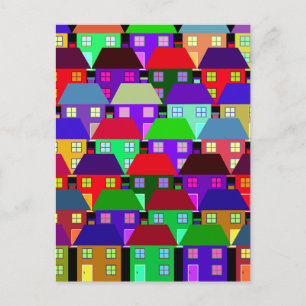 HOUSES COLORFUL HOME COMMUNITY POSTCARD