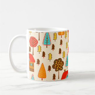 Houses Forest Vintage Seamless Pattern Coffee Mug