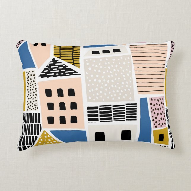 Houses Hand Drawn Seamless Abstract Decorative Cushion (Front)
