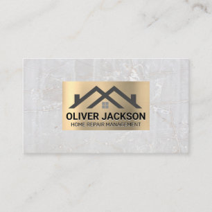 Houses Icon   Stone   Metallic Business Card