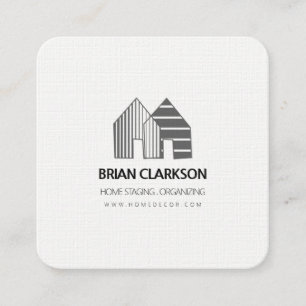 Houses IN A ROW Geometric  Professional Minimal Square Business Card