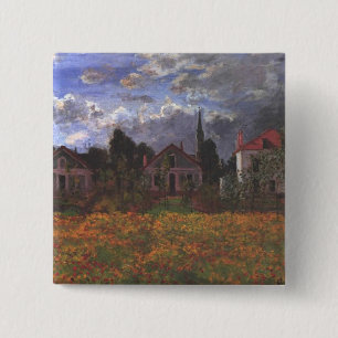 Houses In Argenteuil - Claude Monet - 1873 15 Cm Square Badge