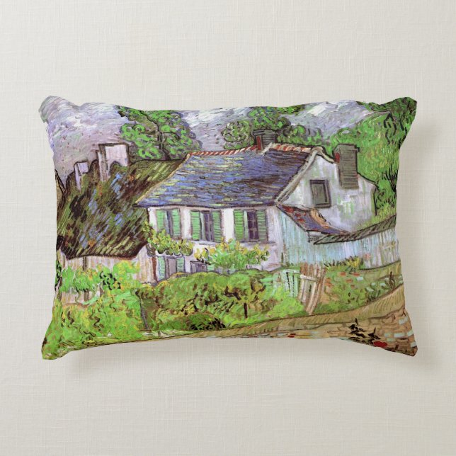 Houses in Auvers by Vincent van Gogh Decorative Cushion (Front)