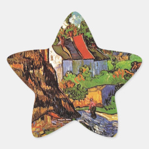 Houses in Auvers, Vincent van Gogh. Village Star Sticker