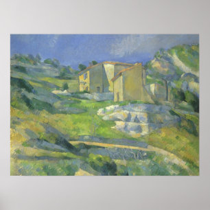 Houses in Provence by Paul Cezanne, Vintage Art Poster