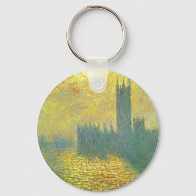 Houses of Parliament, Stormy Sky by Claude Monet Key Ring (Front)