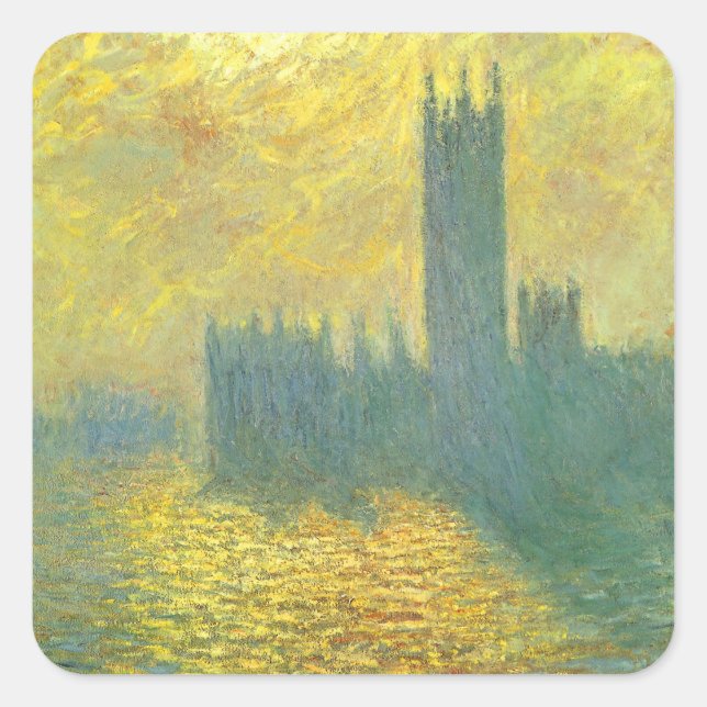 Houses of Parliament, Stormy Sky by Claude Monet Square Sticker (Front)