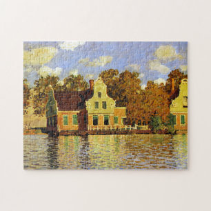 Houses on the Zaan River at Zaandam Monet Fine Art Jigsaw Puzzle