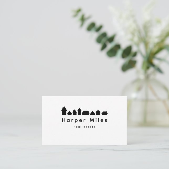 houses silhouette real estate business card (Standing Front)