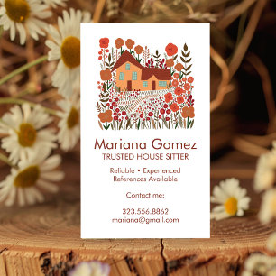 Housesitter House Sitting Garden Farmhouse Custom Business Card