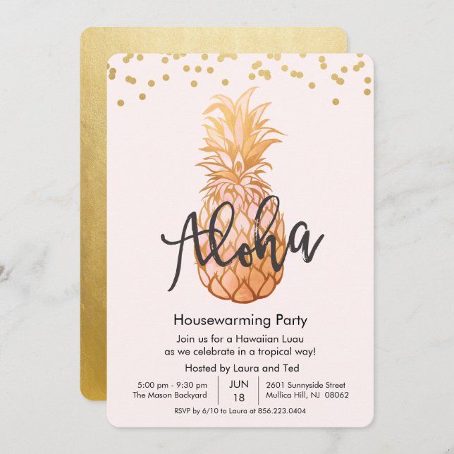 Housewarming Aloha Luau Hawaiian Party Invitation (Front/Back)