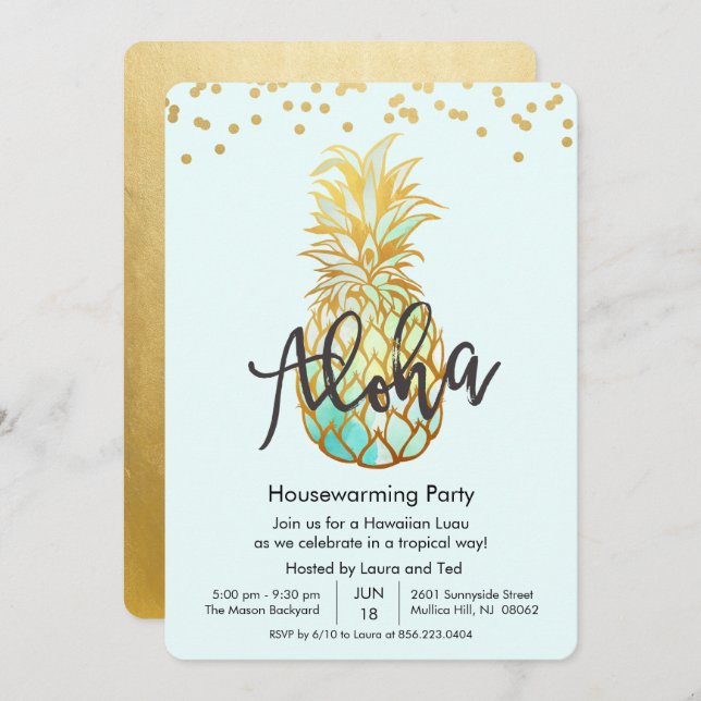 Housewarming Aloha Luau Party Invitation (Front/Back)
