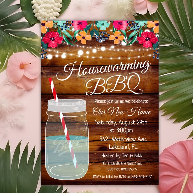 Housewarming BBQ Mason Jar Invitation (Creator Uploaded)