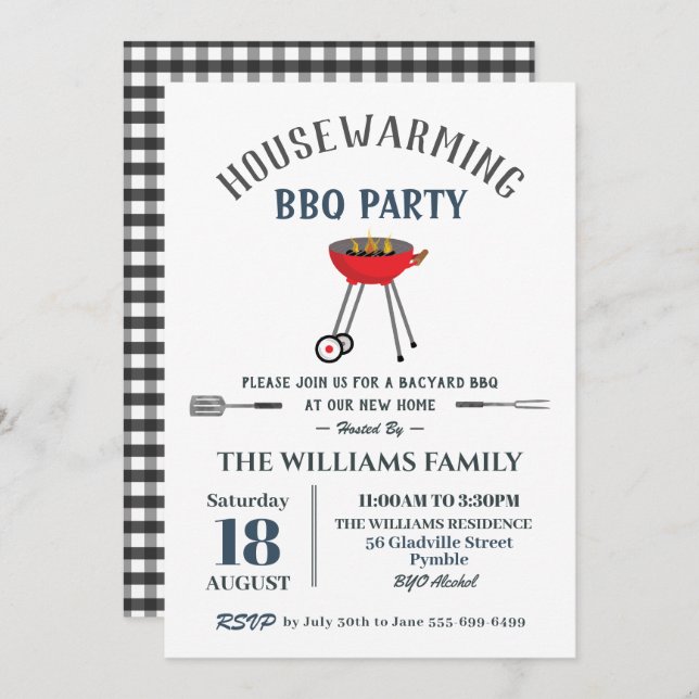 Housewarming BBQ Party Backyard Barbecue  Invitation (Front/Back)