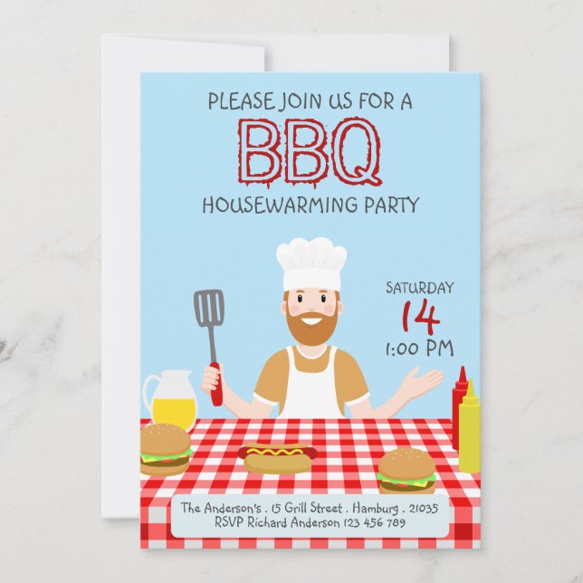 Housewarming BBQ Party Invitation (Front)