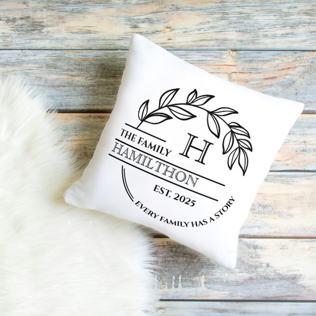 Housewarming Family Monogram New House Home Cushion (Housewarming Family Monogram New House Home gift ideas new home Home Décor Keepsake)