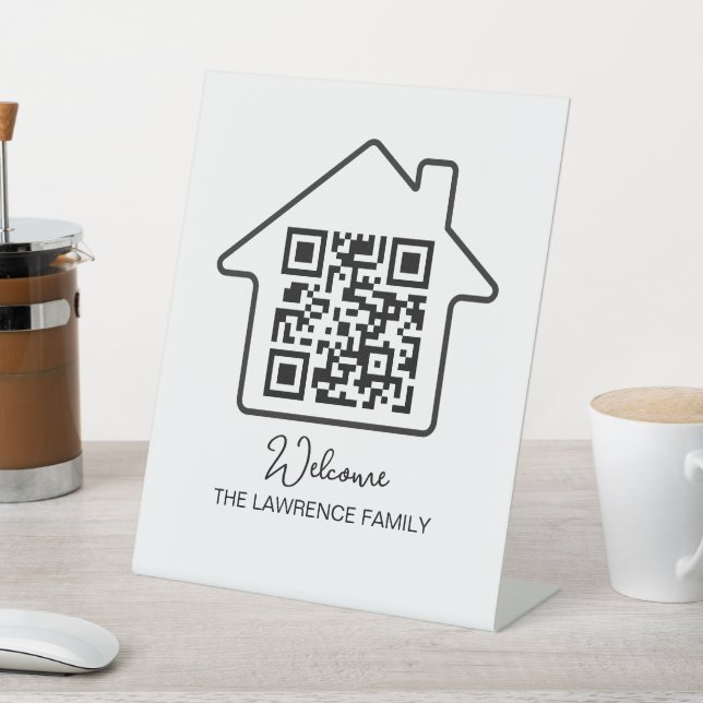 Housewarming Gift | Personalised WiFi QR Code Pedestal Sign (In SItu)
