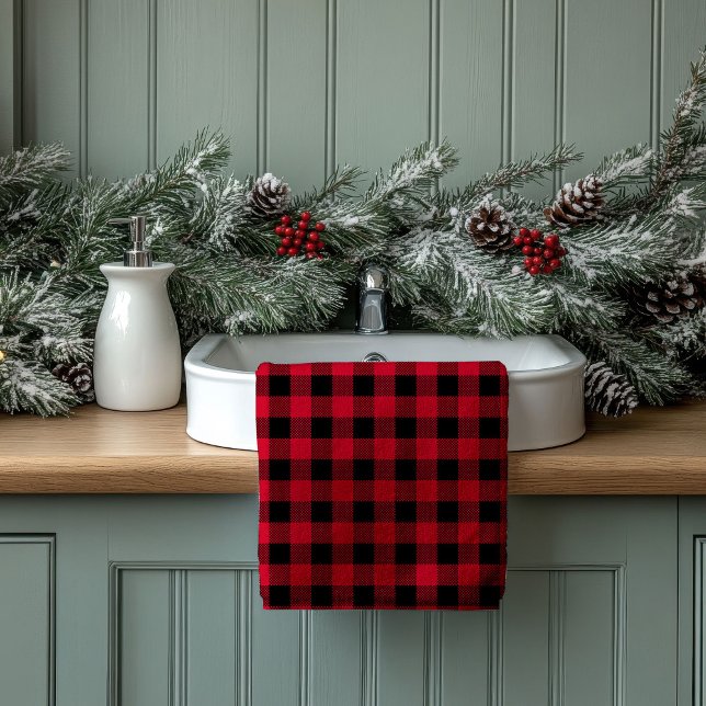 Housewarming Gift Red Black Plaid Towel Style (Housewarming Gift Red Black Plaid Towel Style)