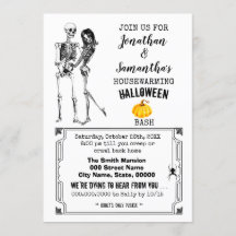 Housewarming Halloween party skeleton goth couple