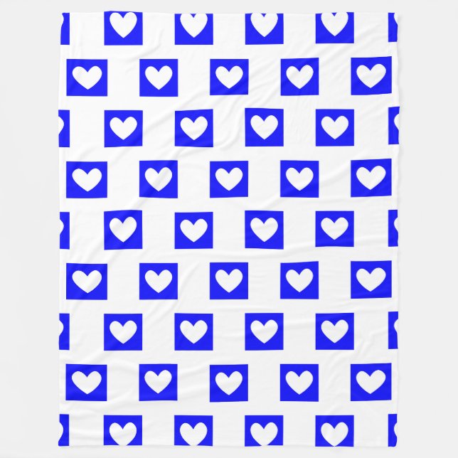  Housewarming New Home Blue Hearts Pattern Fleece Blanket (Front)