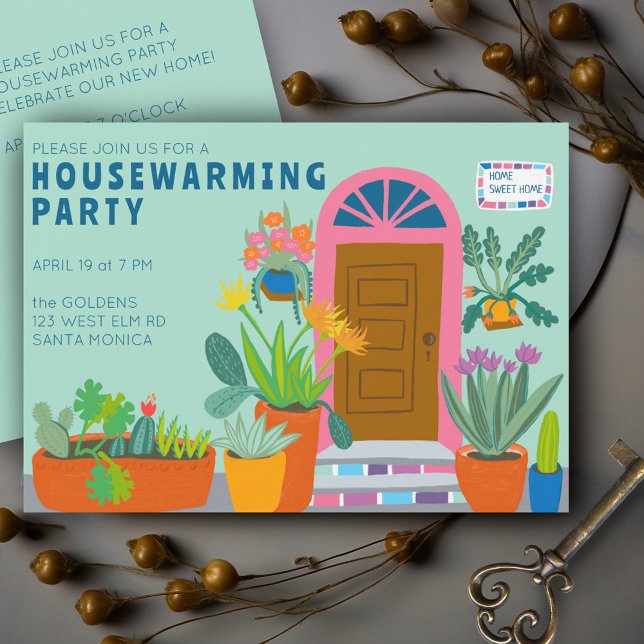 HOUSEWARMING NEW HOME Colourful Front Door Party Invitation (HOUSEWARMING NEW HOME Colorful Front Door Party Invitation
)