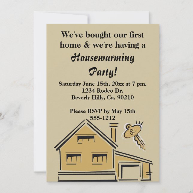 Housewarming Party House & Key Invitation (Front)