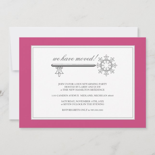 Housewarming Party Invitation {Fuschia Pink} (Front)