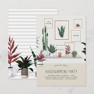 Housewarming Party Invitation Potted Plants