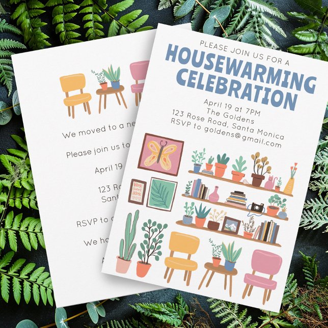 Housewarming Party Invite Cute Living Room Shelves (Housewarming Party Invite Cute Living Room Shelves
Custom Invitation Card)