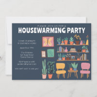 Housewarming Party Invite Cute Living Room Shelves
