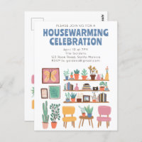 Housewarming Party Invite Cute Living Room Shelves