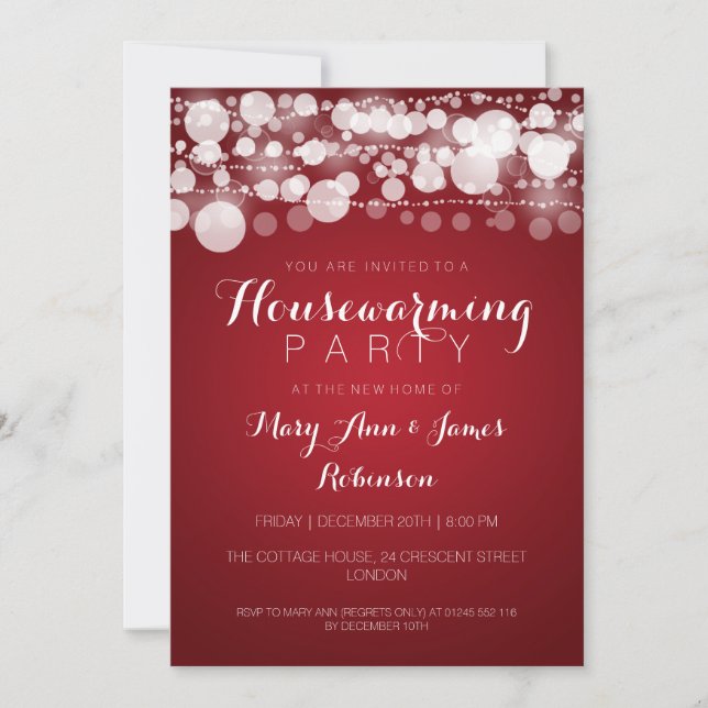 Housewarming Party Modern Dots Red Invitation (Front)