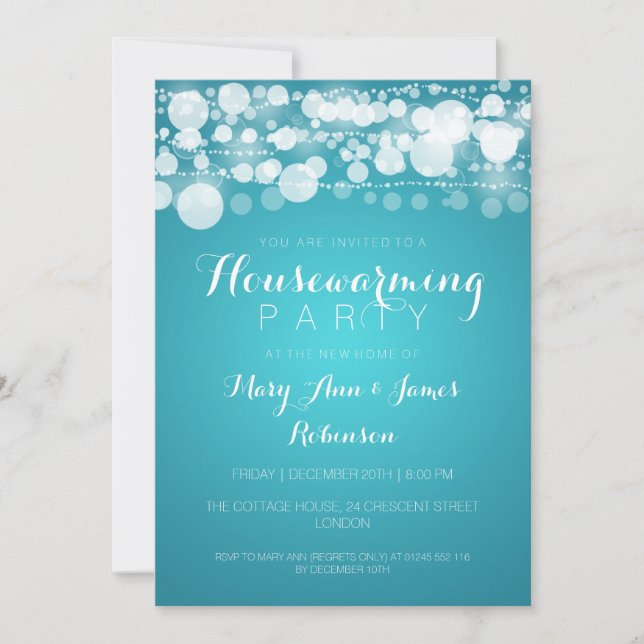Housewarming Party Modern Dots Turquoise Invitation (Front)