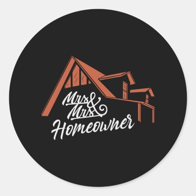 Housewarming party Mr & Mrs Homeowner Classic Round Sticker (Front)
