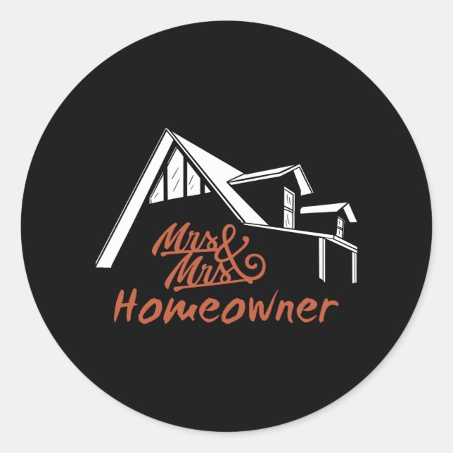 Housewarming party Mr & Mrs Homeowner Classic Round Sticker (Front)