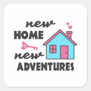 Housewarming party New Home New Adventures Square Sticker