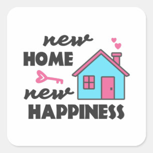 Housewarming party New Home New Happiness Square Sticker