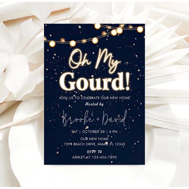 Housewarming Party Oh My Gourd! Black & White Invitation (Creator Uploaded)