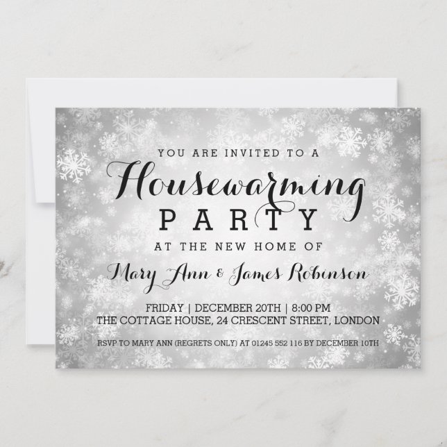 Housewarming Party Silver Winter Wonderland Invitation (Front)