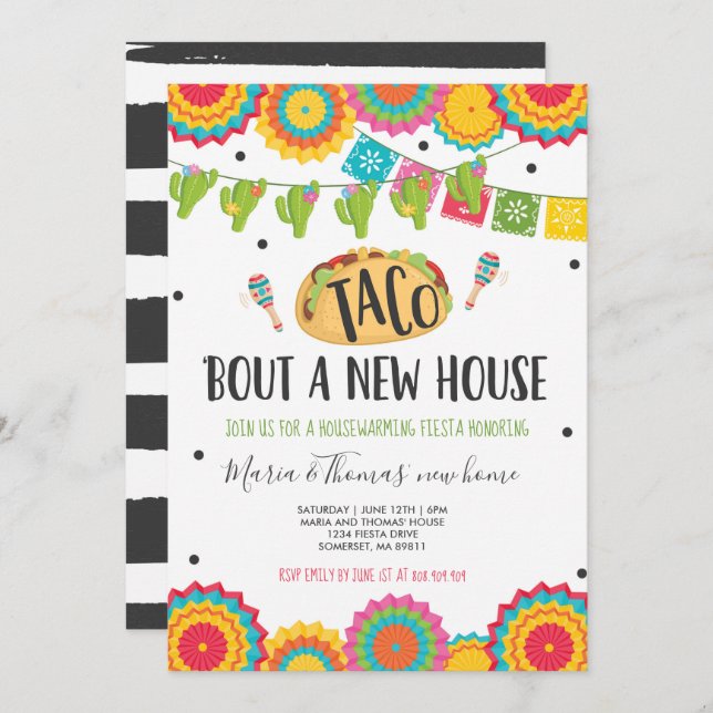 Housewarming Party Taco 'Bout A New Home Fiesta Invitation (Front/Back)