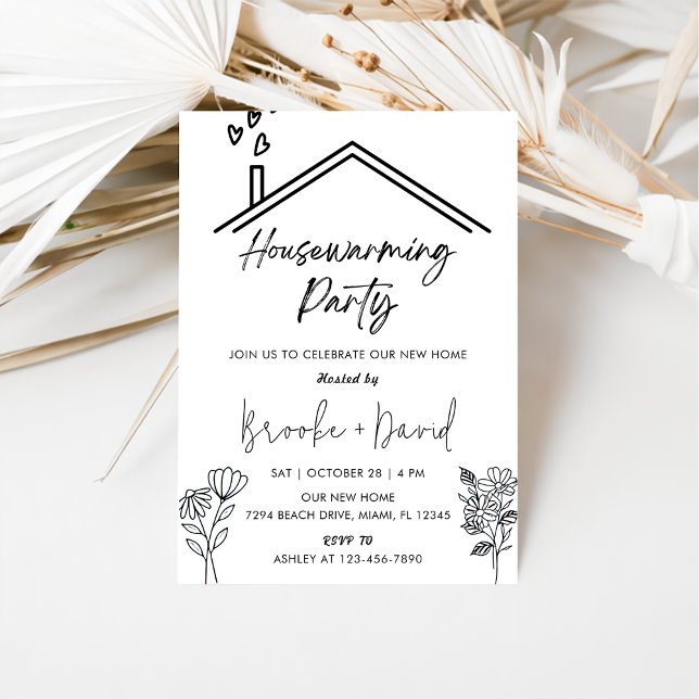 Housewarming Party Vintage Black and White Invitation (Creator Uploaded)
