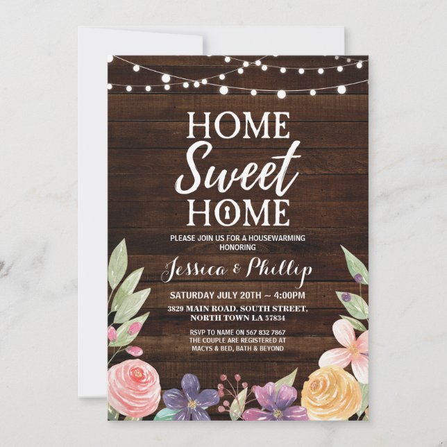 Housewarming Party Wood Rustic New Home Invite (Front)