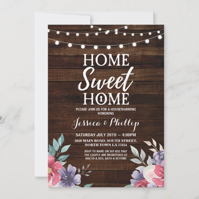 Housewarming Party Wood Rustic New Home Invite (Front)